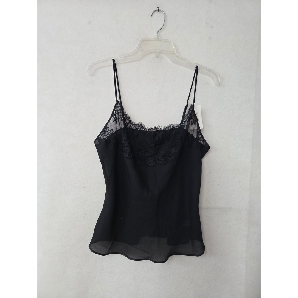 Lindsey Roscoe Camisole Women XL Black Lace Trim Spaghetti Strap Chiffon 408 NWT